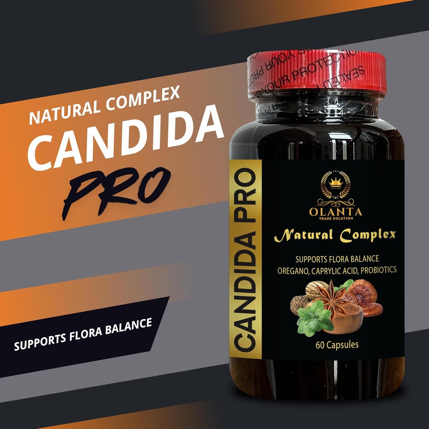 Candida Cleanse Support Capsules with Caprylic Acid, Black Walnut & Wormwood - Gut Health Detox Formula - 2 Bottles