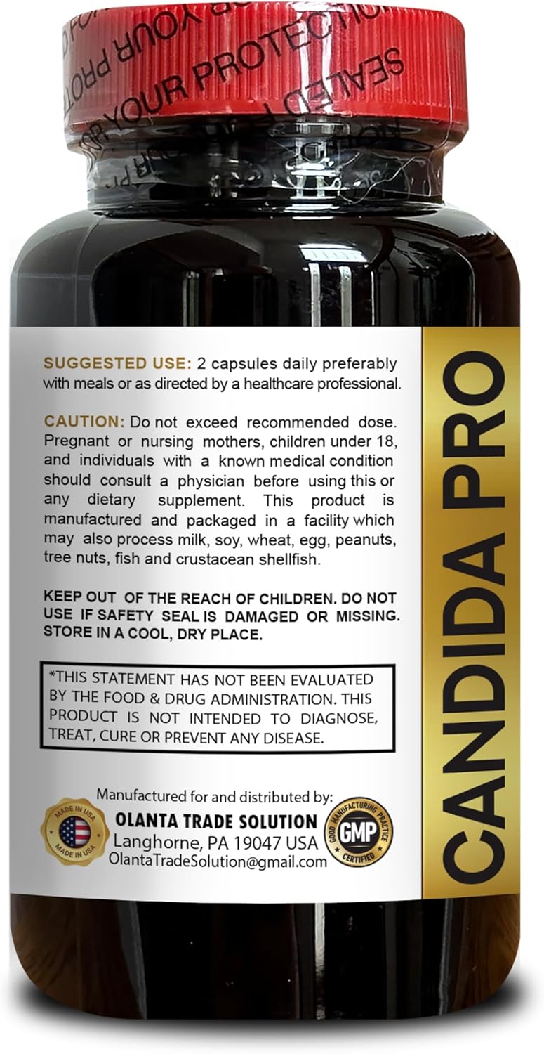 Candida Detox Supplement with Oregano, Caprylic Acid, Probiotics, Black Walnut, and Wormwood - 2 Bottles for Digestive Health