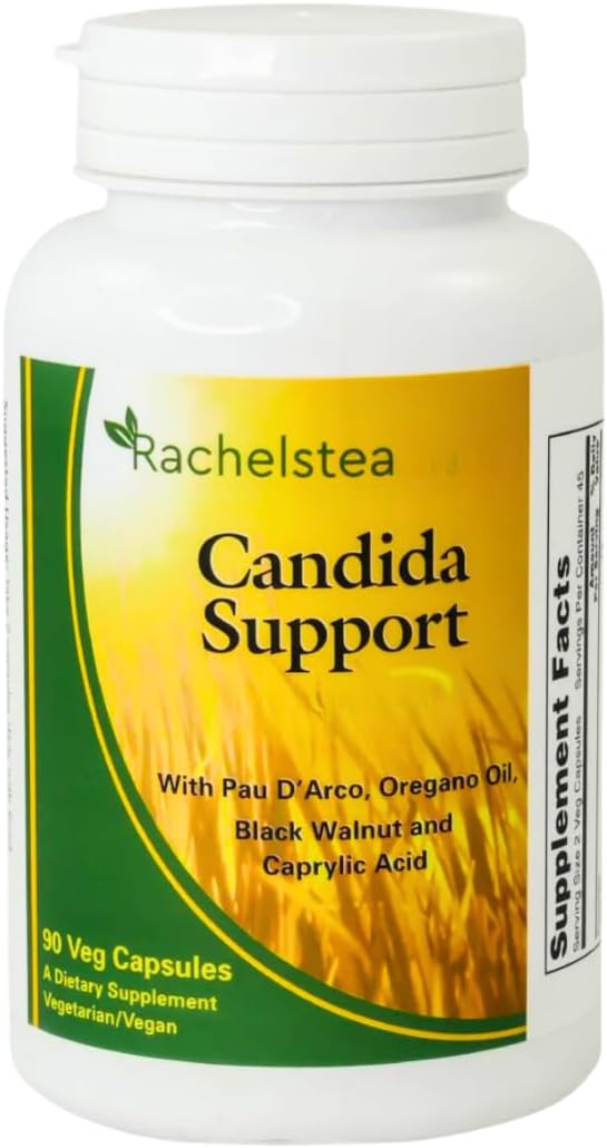 Candida Support Supplement with PAU D'Arco, Oregano Oil, Black Walnut, Caprylic Acid - 90 Vegetarian Capsules