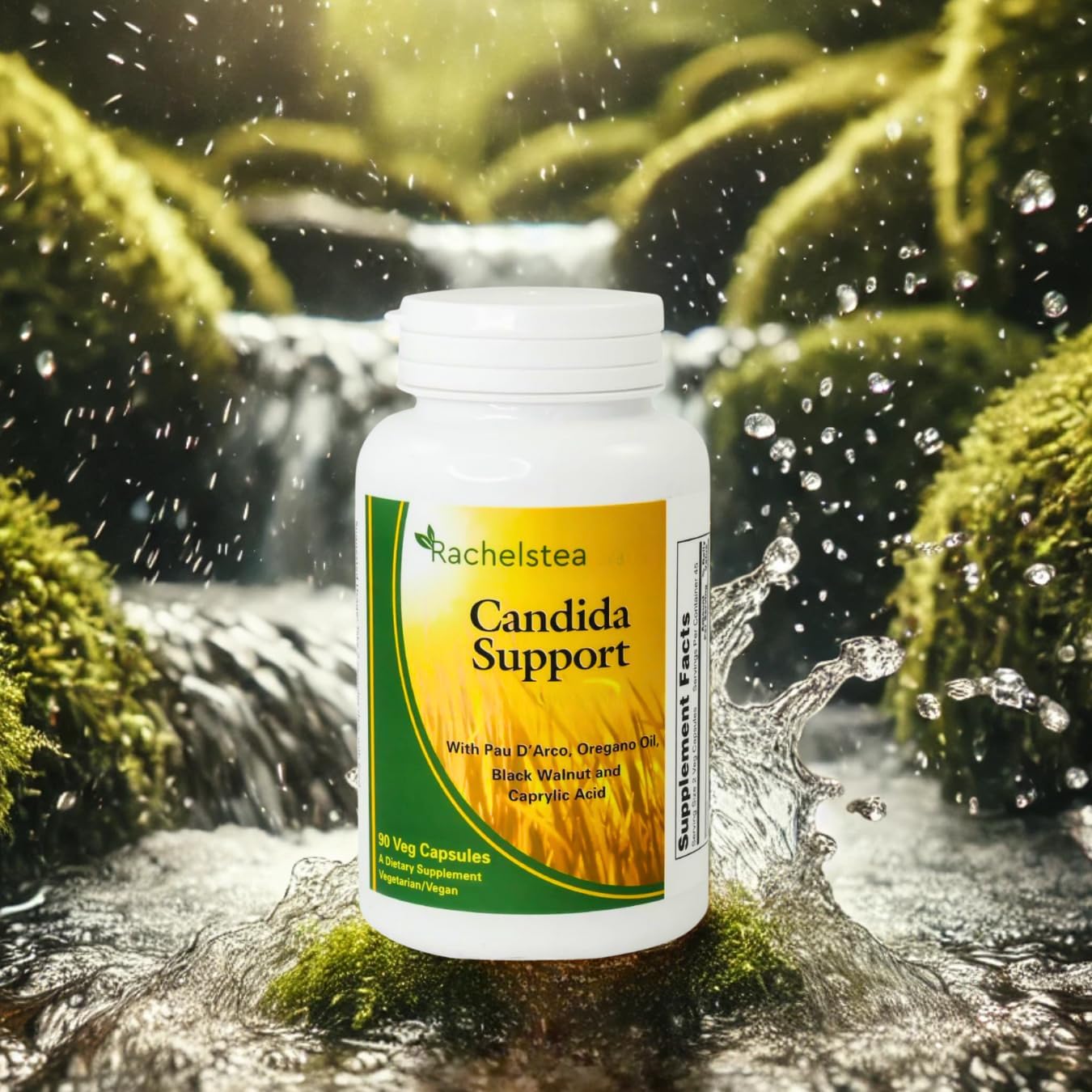 Candida Support Supplement with PAU D'Arco, Oregano Oil, Black Walnut, Caprylic Acid - 90 Vegetarian Capsules