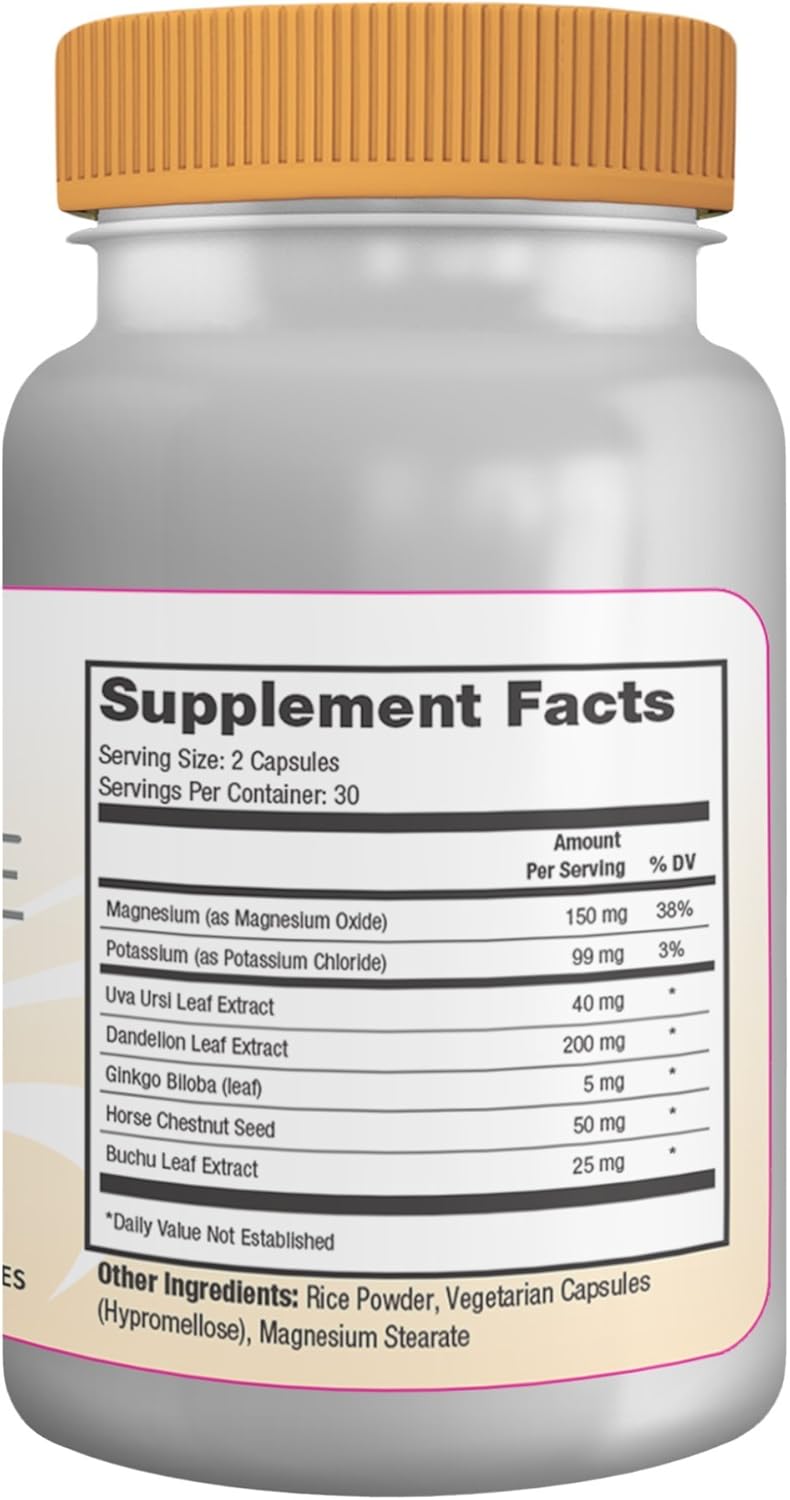 Capisette Water Retention Support Capsules - Reduce Swelling & Edema with Potassium, Dandelion Root - Progressive Health Dietary Supplement
