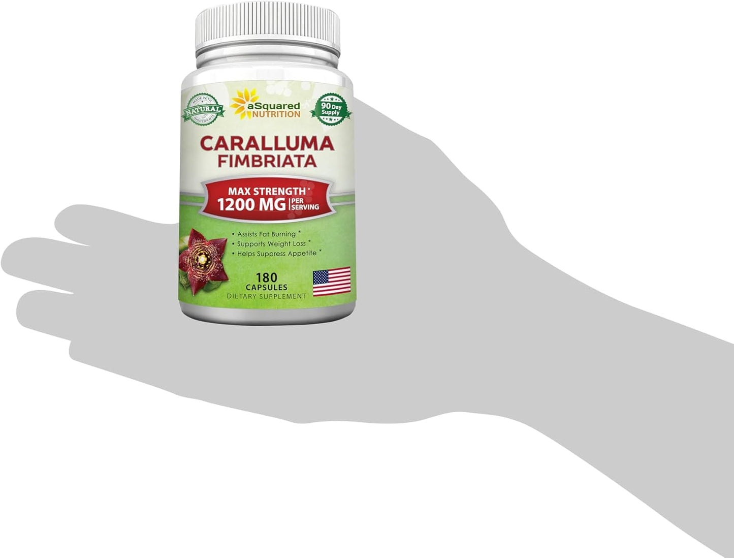Caralluma Fimbriata 1200mg - 180 Capsules, Natural Appetite Suppressant & Energy Booster for Weight Loss, Max Strength Slimming Formula