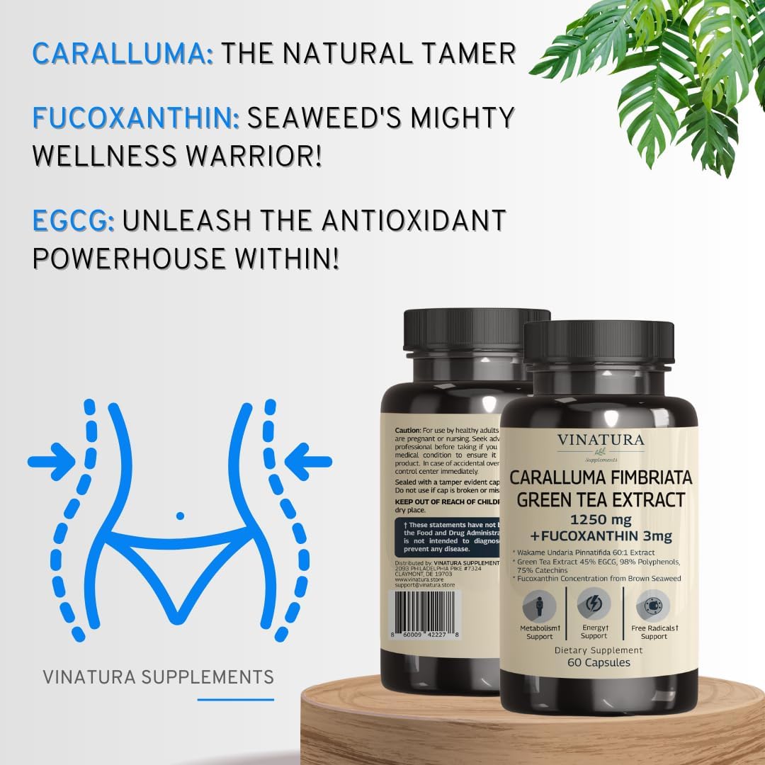 Caralluma Fimbriata & EGCG Immune Support Supplement - 1250mg Per Serving - Made in USA - 60 Capsules