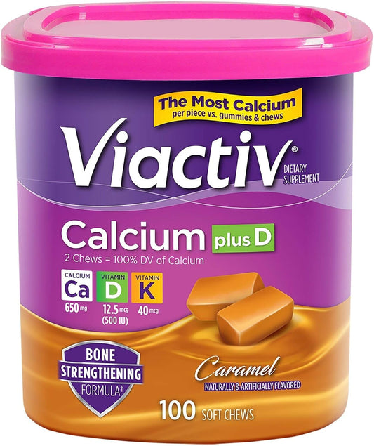 Caramel Flavored Viactiv Calcium Plus D Soft Chews - Pack of 100