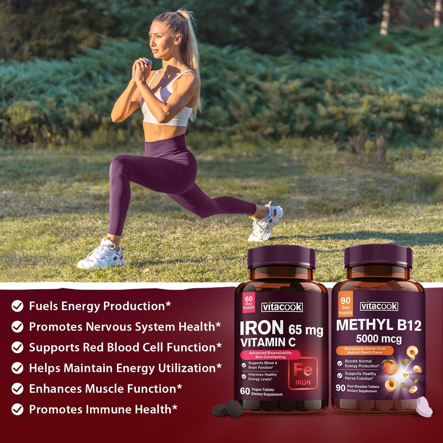 Carbonyl Iron & B12 Supplement Bundle - Zero Sugar, Gentle on Stomach, 5000 mcg B12, Vitamin C Boost