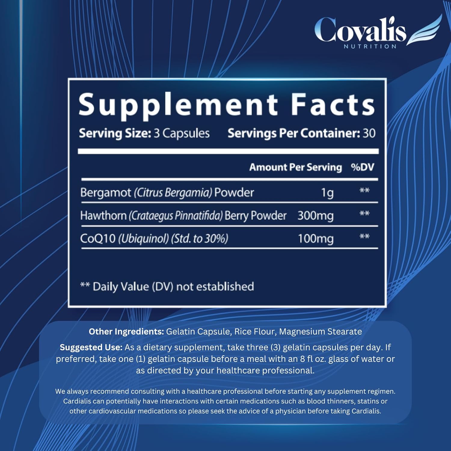 Cardialis Heart Health Supplement with Bergamot, Hawthorn Berry, CoQ10 | Promotes Healthy Blood Circulation & Antioxidant Support | 30 Capsules