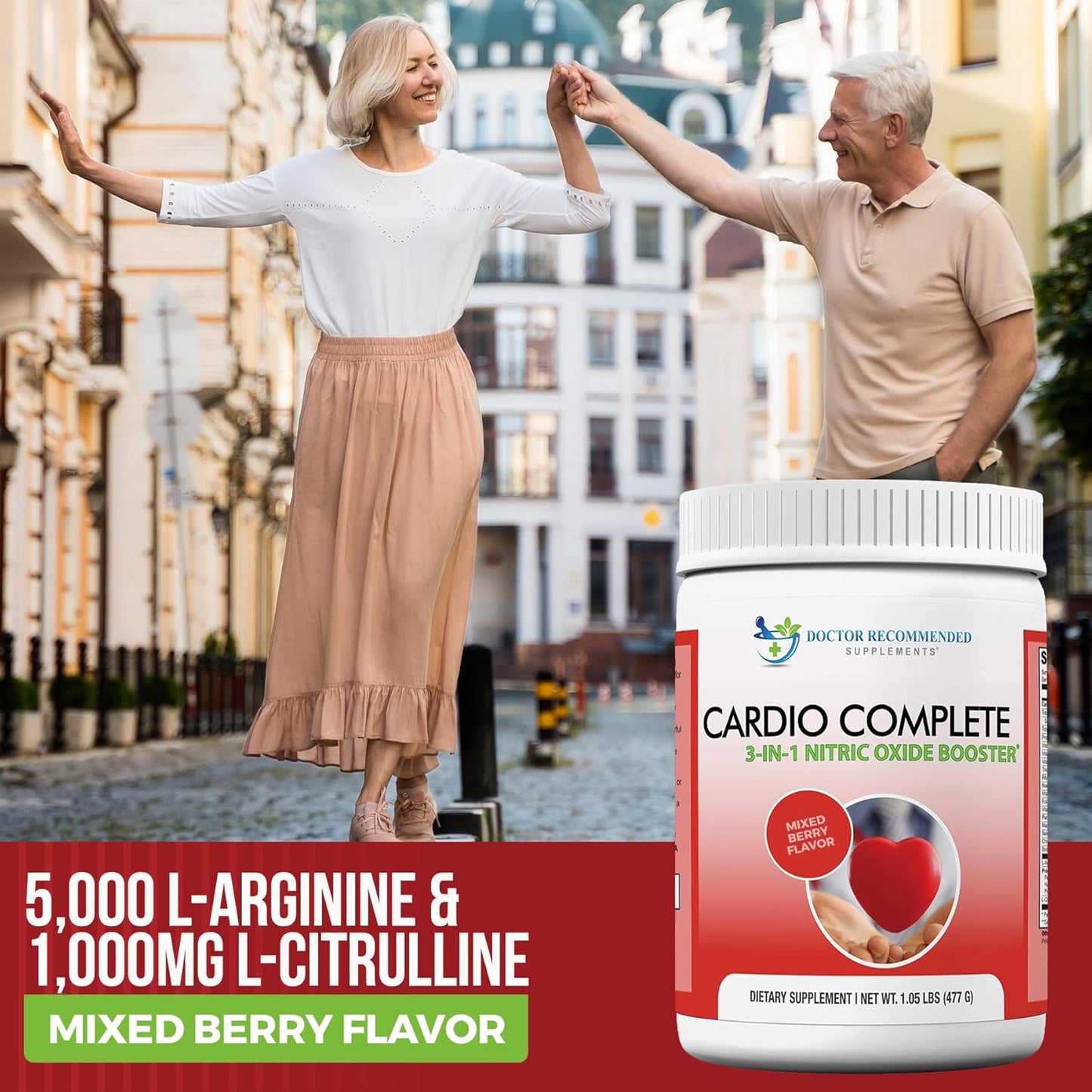 Cardio Complete Powder Supplement: Doctor Recommended 3-in-1 Heart Health Support with L-Arginine, L-Citrulline, and Hawthorn Berry - 2 Pack