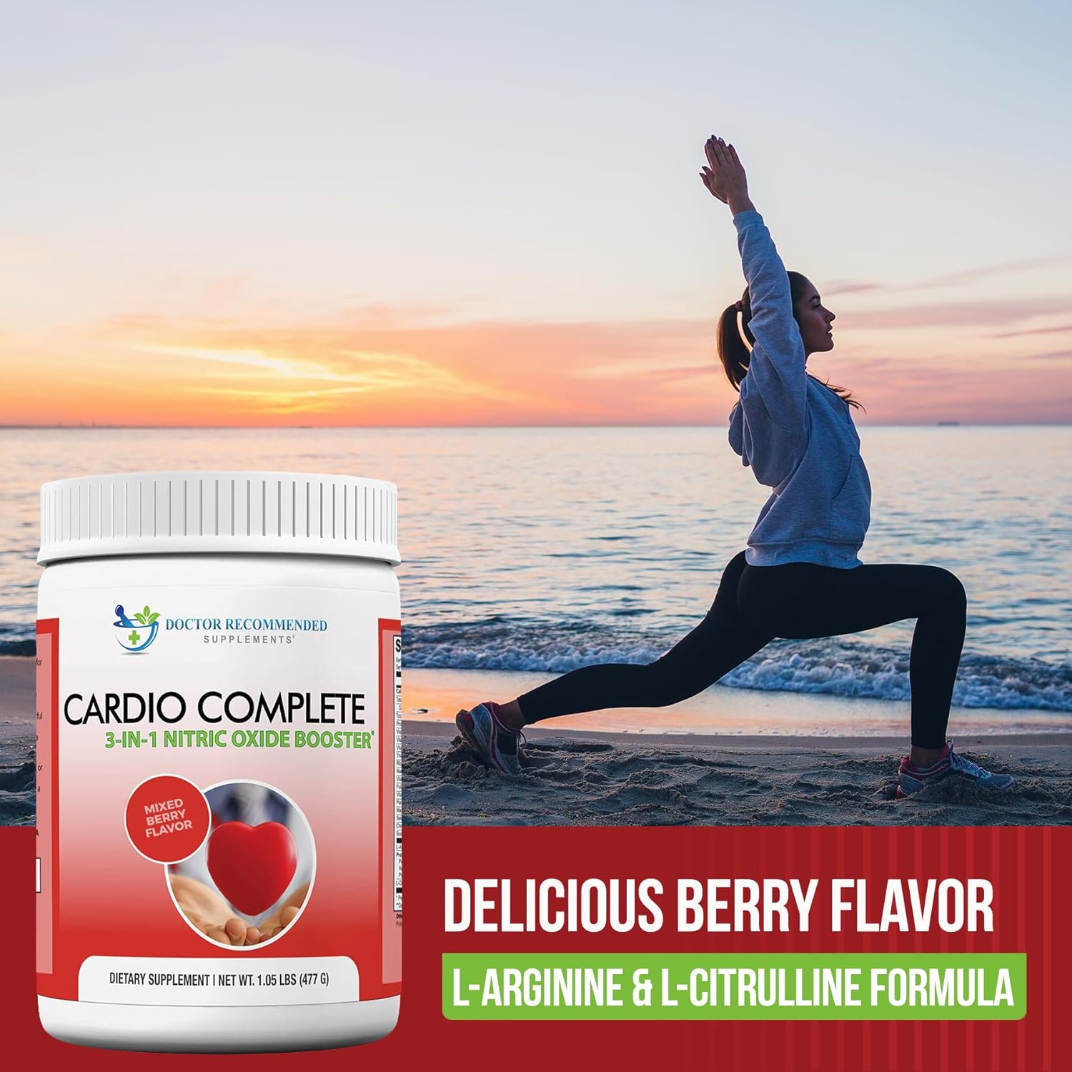 Cardio Complete Powder Supplement: Doctor Recommended 3-in-1 Heart Health Support with L-Arginine, L-Citrulline, and Hawthorn Berry - 2 Pack