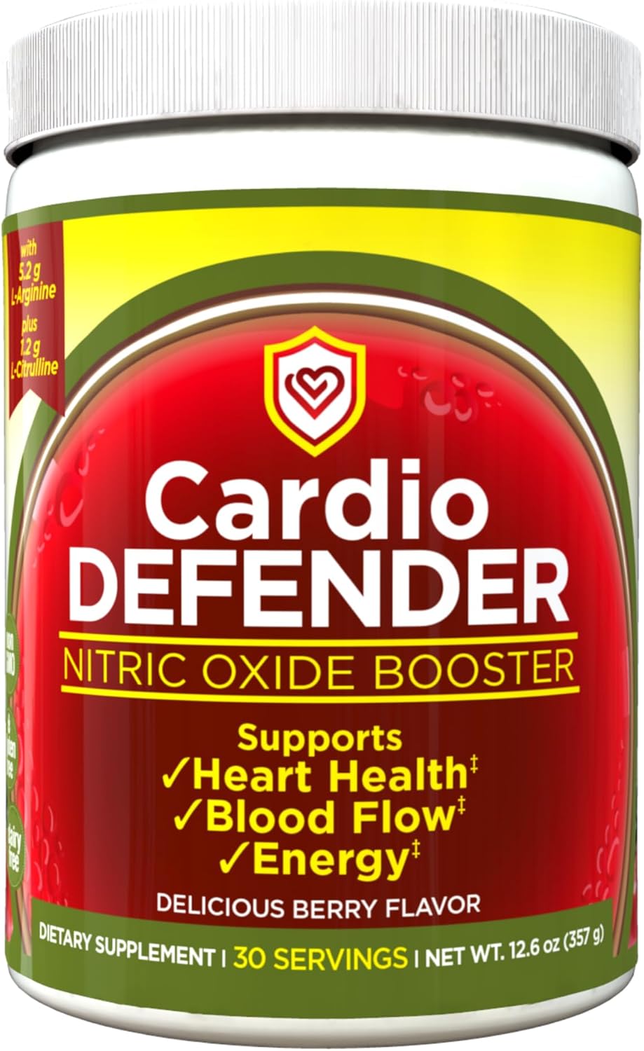 Cardio Defender: L-Arginine & L-Citrulline Supplement for Heart Health & Nitric Oxide Boost - 5,200mg & 1,200mg Dosage for Cardiovascular Support