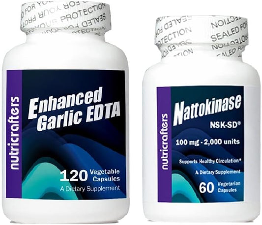 Cardio Health Bundle: NutriCrafters Garlic EDTA & Nattokinase NSK-SD Supplement Pack