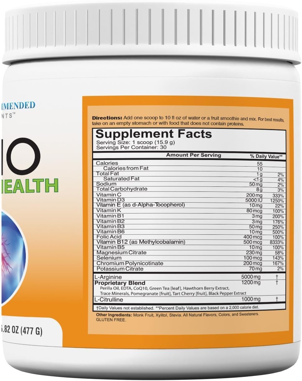 Cardio Heart Health Powder: Doctor Recommended L-Arginine Supplement 5000mg & L-Citrulline 1000mg (Pack of 3)