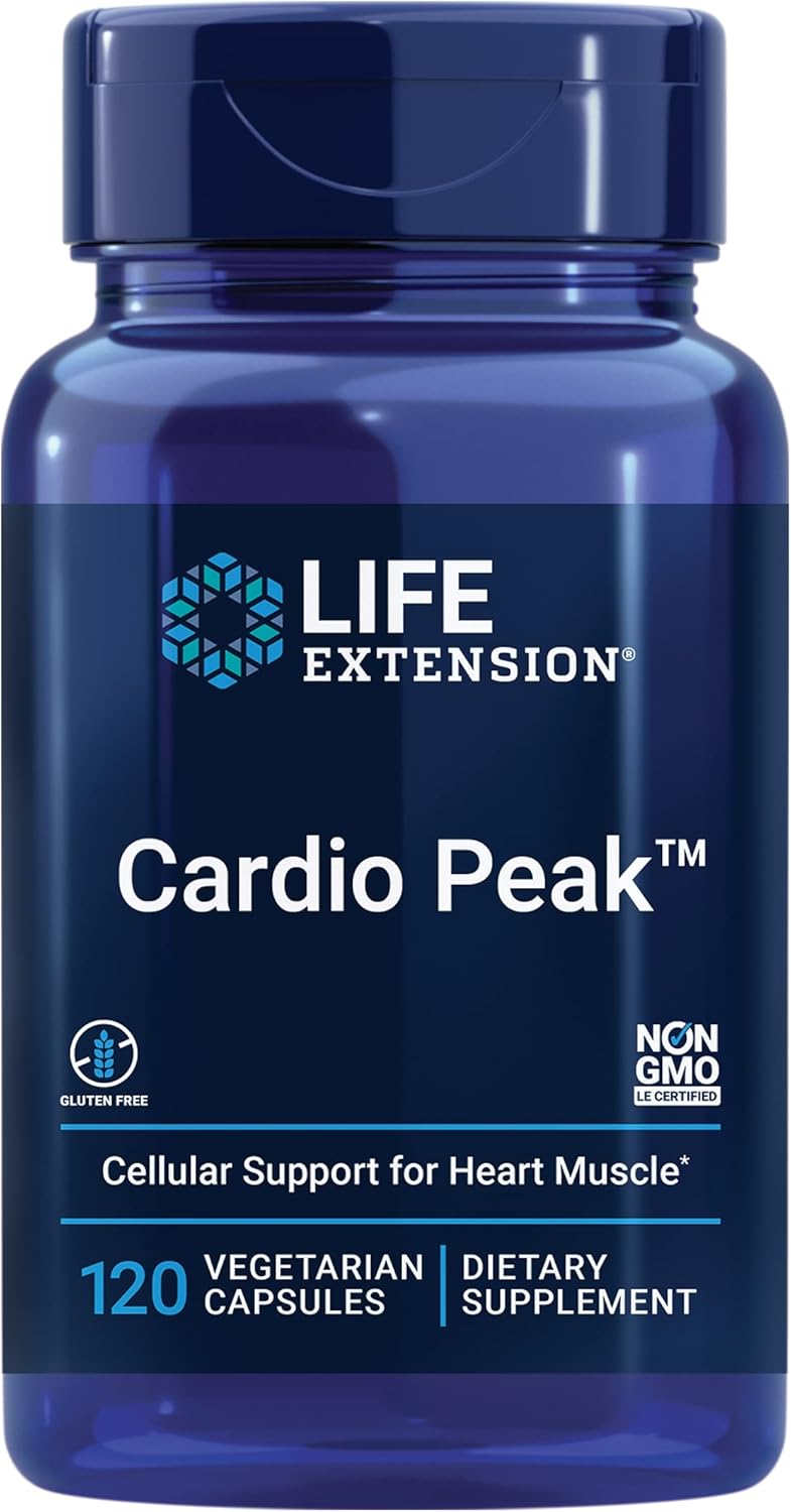 Cardio Peak Heart Health Support Supplement with Hawthorn & Arjuna Extracts - Gluten Free, Non-GMO, Vegetarian - 120 Capsules, Twice Daily