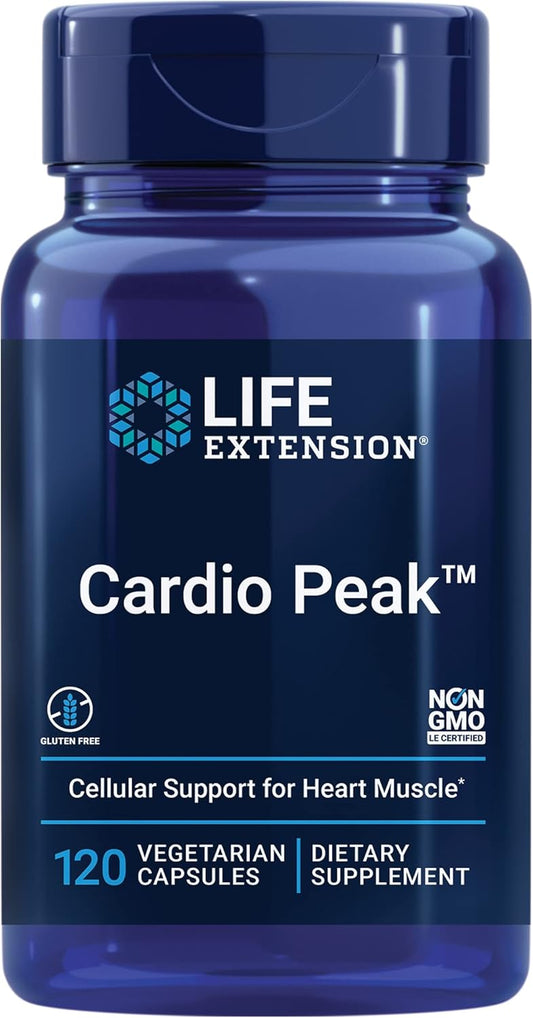 Cardio Peak Heart Health Support Supplement with Hawthorn & Arjuna Extracts - Gluten Free, Non-GMO, Vegetarian - 120 Capsules, Twice Daily