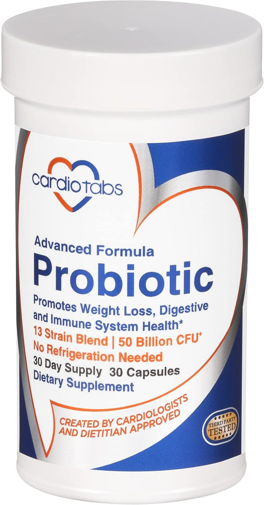 CardioTabs Advanced Probiotic: 50 Billion CFU, Shelf Stable Men's & Women's Supplement, 30 Caps