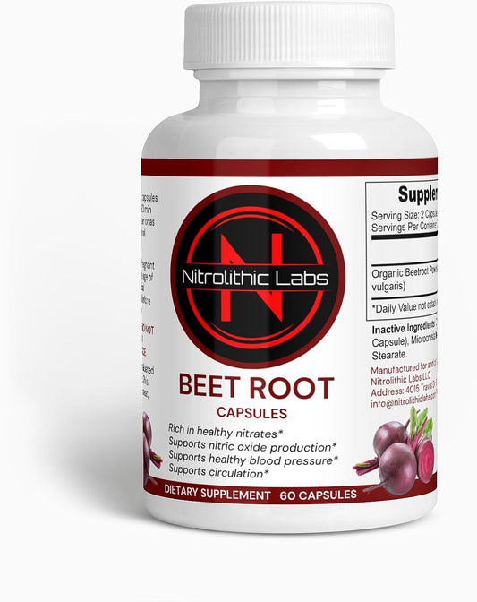 Cardiovascular Support and Energy Boost Beet Root Capsules - Performance Enhancer Supplement - Vegetarian and Gluten Free - 60 Capsules