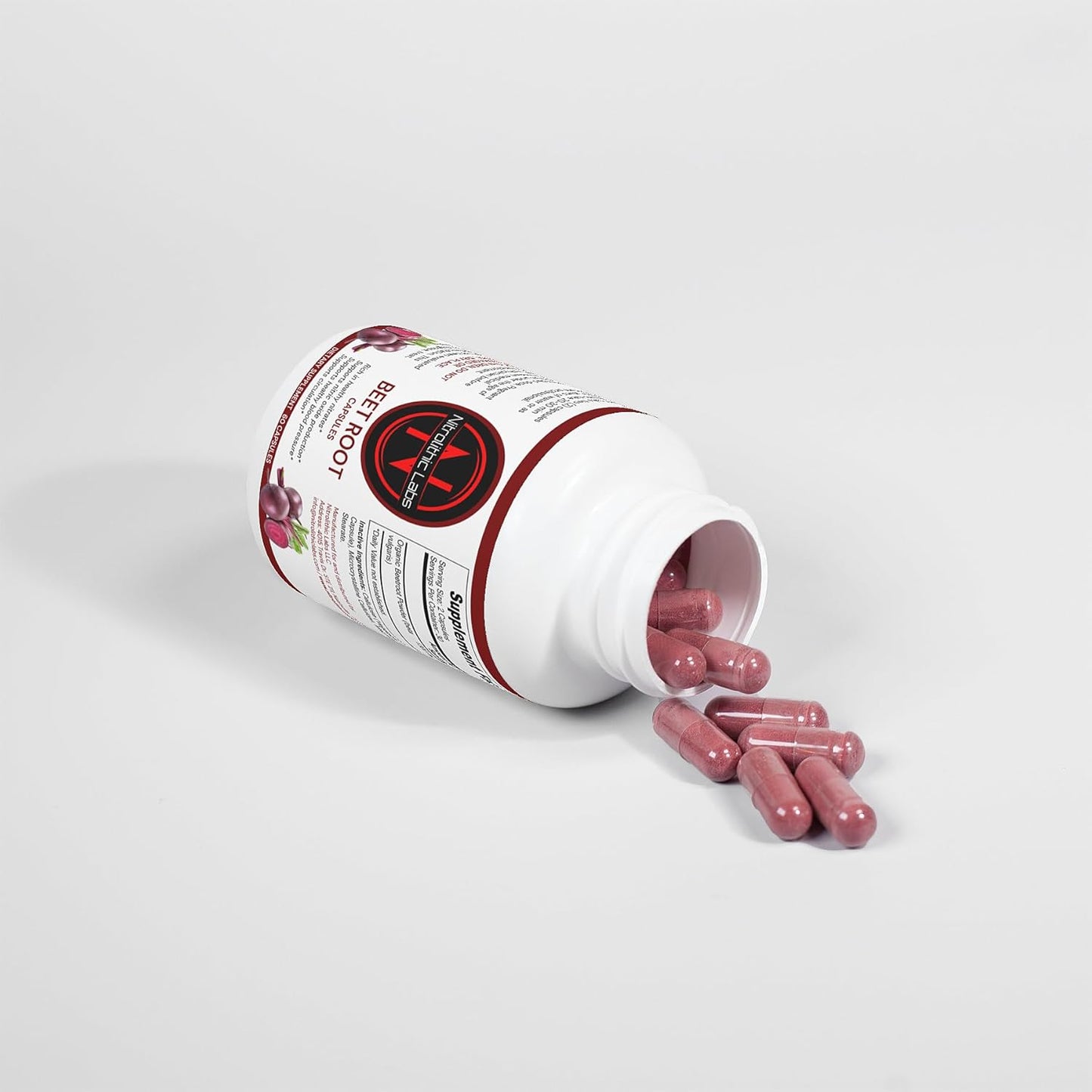 Cardiovascular Support and Energy Boost Beet Root Capsules - Performance Enhancer Supplement - Vegetarian and Gluten Free - 60 Capsules