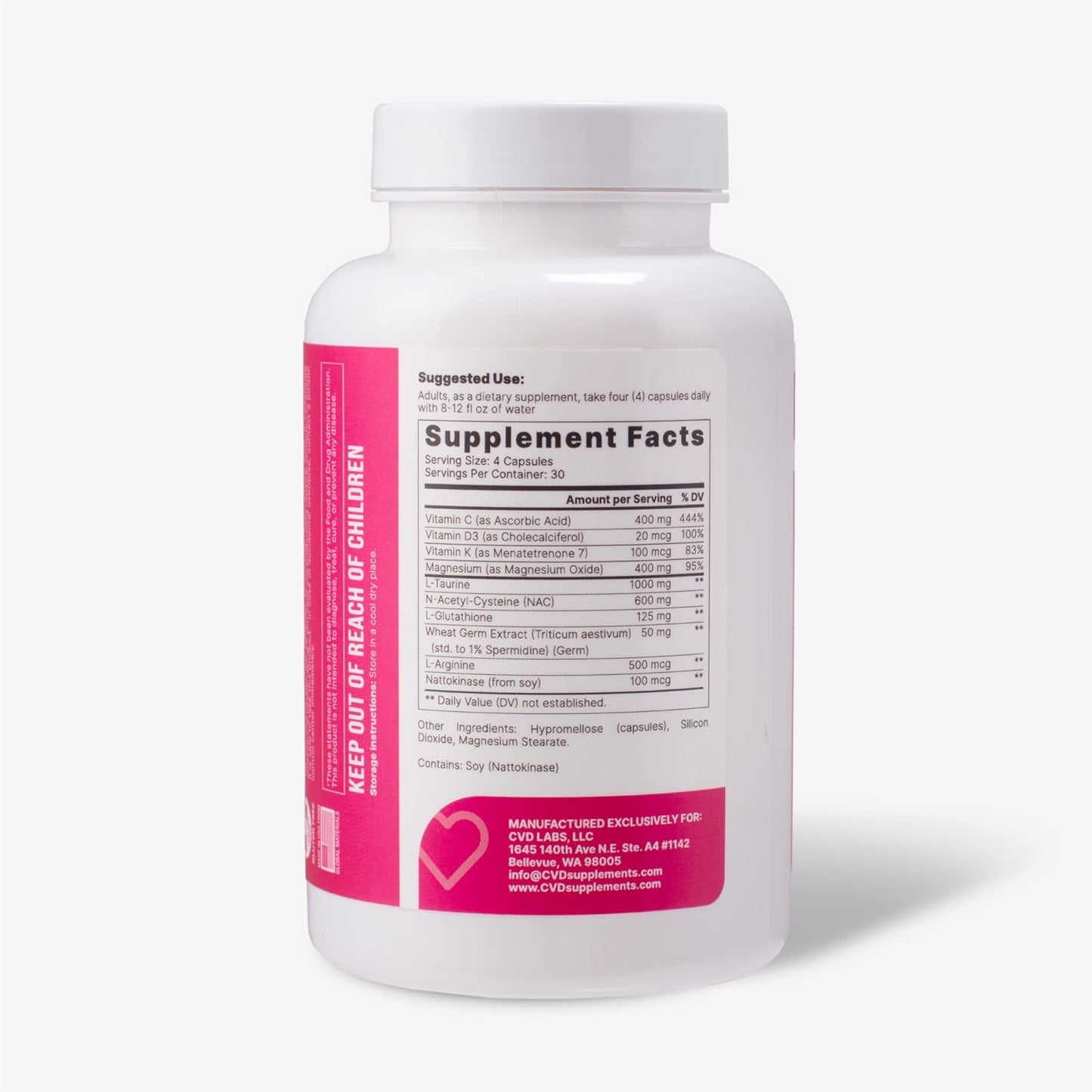 Cardiovascular Support Supplement with Magnesium, Vitamins & More - Promotes Heart Health, Healthy Blood Flow & Cholesterol - 120 Capsules for Men & Women