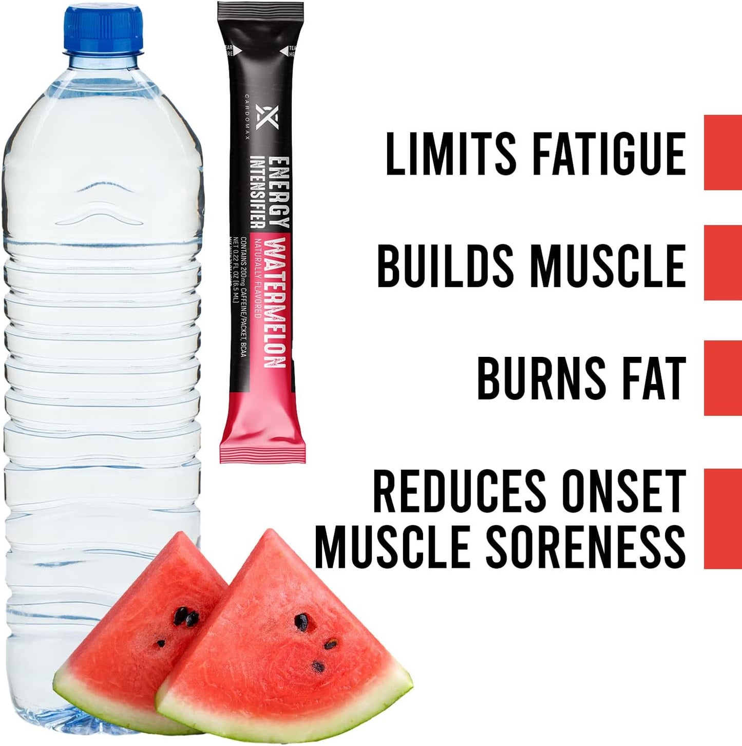 CardoMax Clear Liquid Mix - Pre-Workout Supplement with Caffeine, BCAA, & 100% Vitamin B3, 6&12 - Watermelon Flavor, Keto & Vegan Friendly - 15 Count