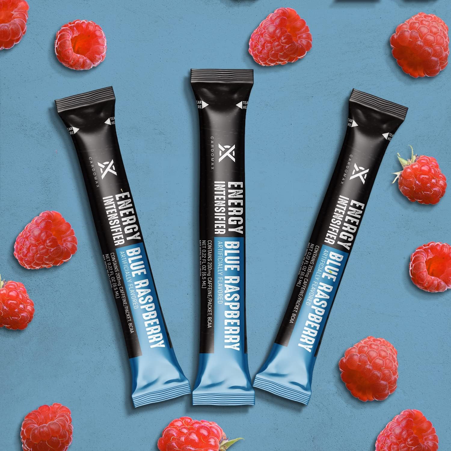 CardoMax Energy Intensifier - Blue Raspberry Liquid Energy Boost with 200mg Caffeine, BCAA, Vitamin B12, B6, B3 - Keto, Vegan, Sugar-Free, No Calories