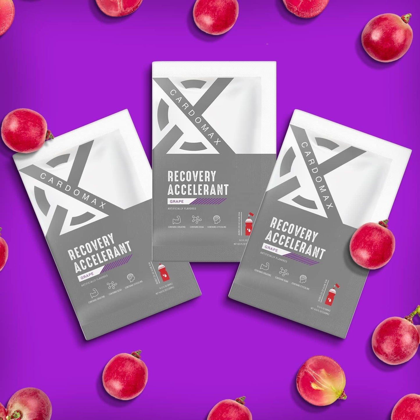 CardoMax Grape Recovery Accelerant Liquid with BCAAs, Glutamine, Creatine, Vitamin C - Keto, Vegan, Sugar-Free - Muscle Recovery & No Calories