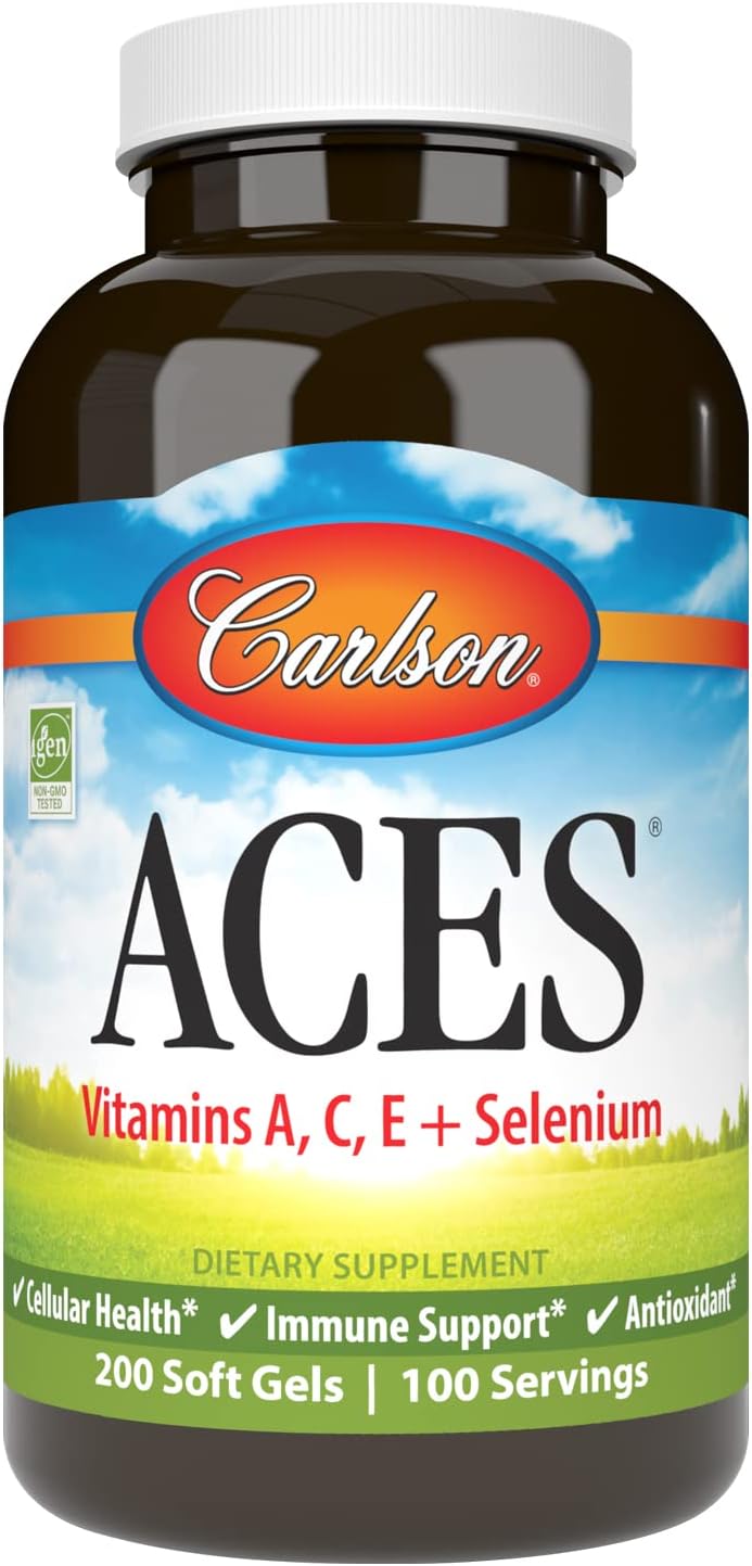 Carlson ACES Softgels: Vitamins A, C, E + Selenium for Cellular Health & Immune Support
