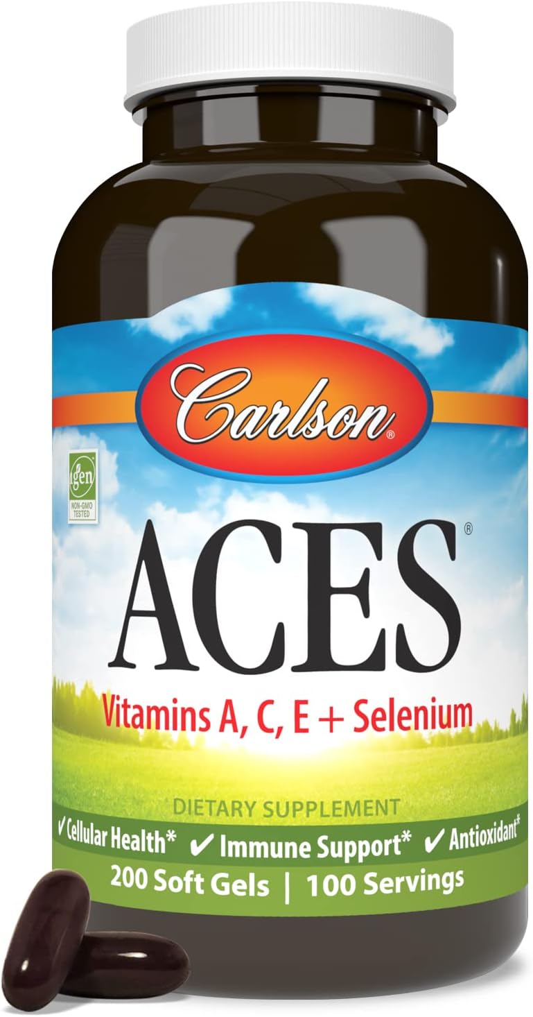 Carlson ACES Softgels: Vitamins A, C, E + Selenium for Cellular Health & Immune Support