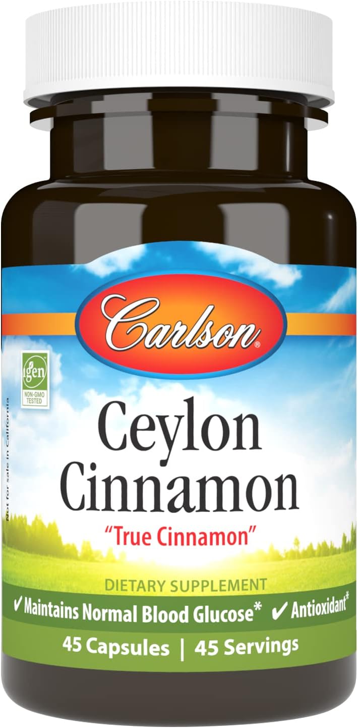 Carlson Ceylon Cinnamon Extract Capsules - 500 mg Supplement Pills (45 Count)