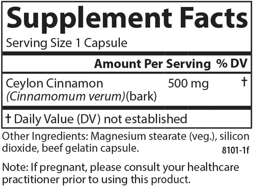 Carlson Ceylon Cinnamon Extract Capsules - 500 mg Supplement Pills (45 Count)