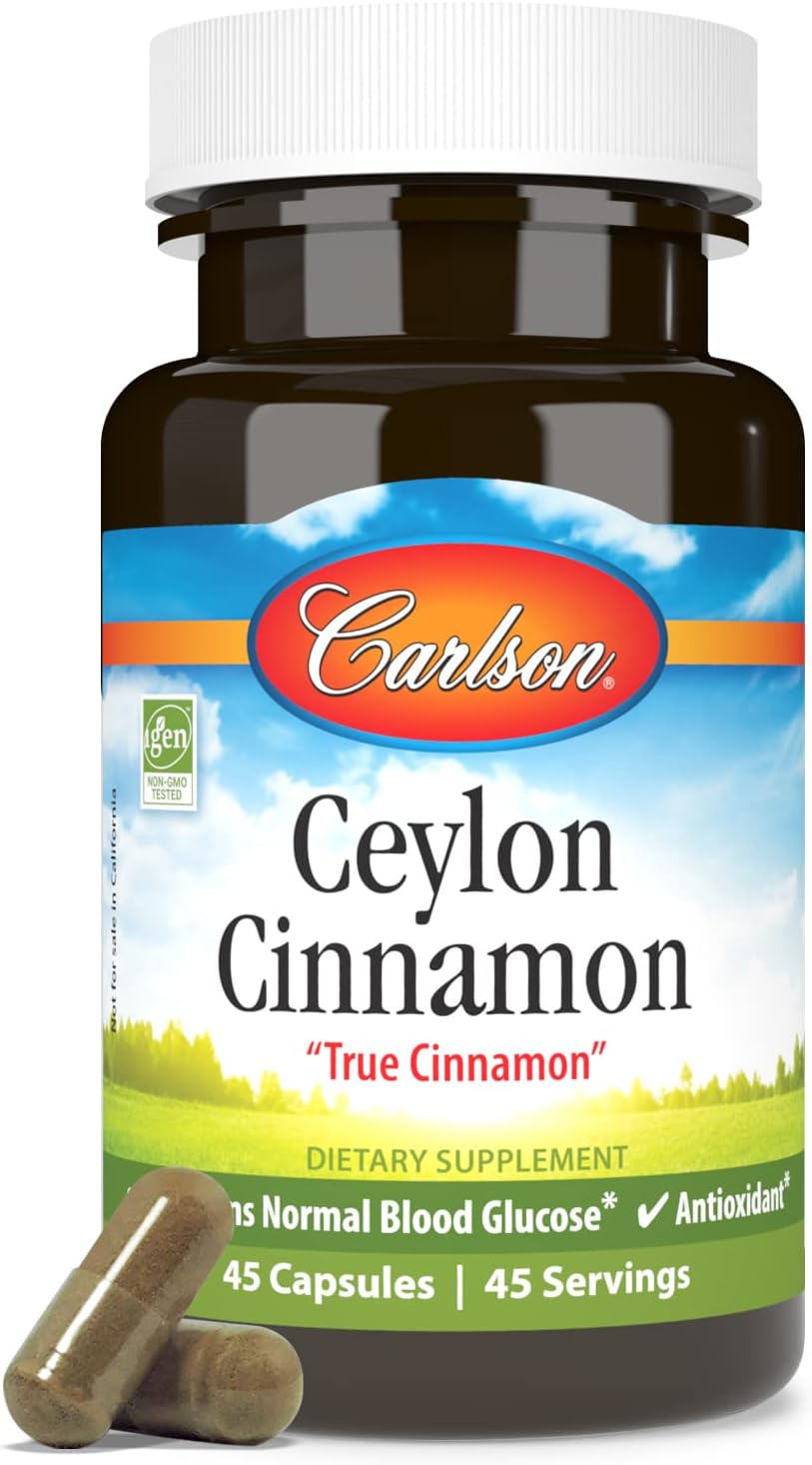Carlson Ceylon Cinnamon Extract Capsules - 500 mg Supplement Pills (45 Count)