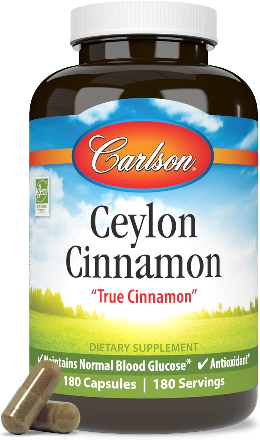 Carlson Ceylon Cinnamon Extract Capsules - 500mg Supplement Pills - 180 Capsules