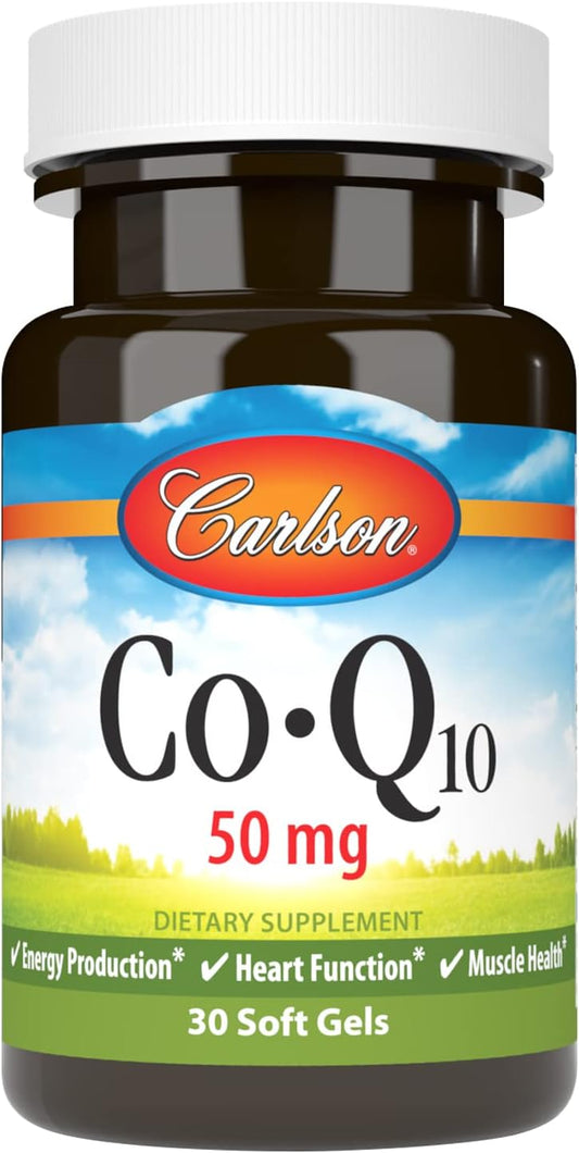 Carlson Co-Q10 50mg Softgels for Energy Production and Heart Health - 30 Count