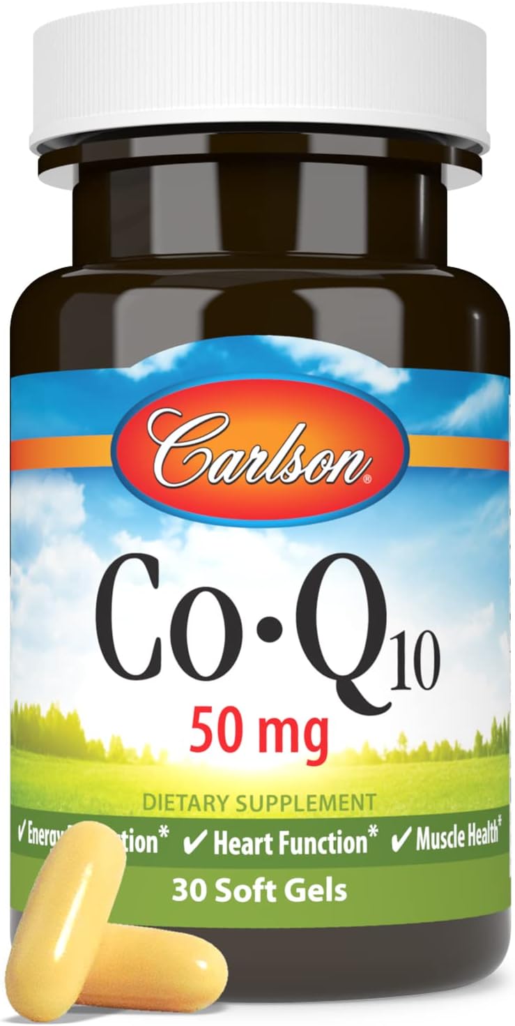 Carlson Co-Q10 50mg Softgels for Energy Production and Heart Health - 30 Count