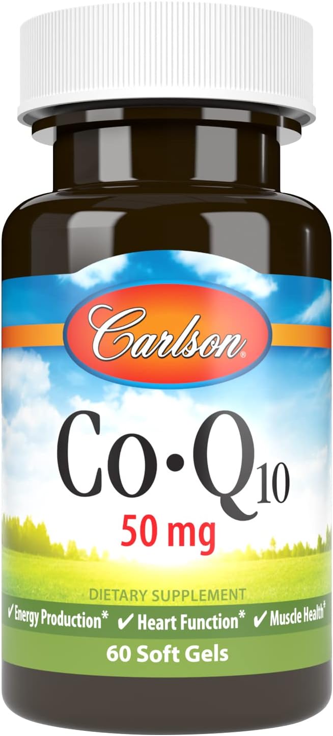 Carlson CoQ10 50mg Softgels for Energy and Heart Health - 60 Count