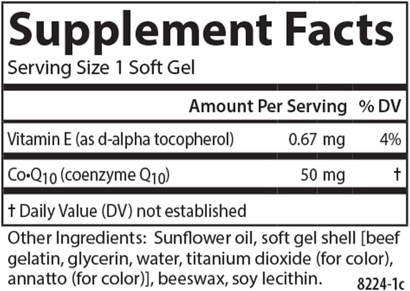 Carlson CoQ10 50mg Softgels for Energy and Heart Health - 60 Count