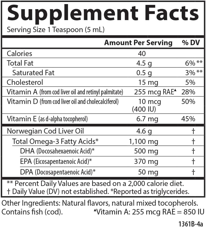 Carlson Fruit Splash Norwegian Cod Liver Oil with Omega-3s EPA & DHA for Heart, Brain, Vision & Joint Health - 250 ml