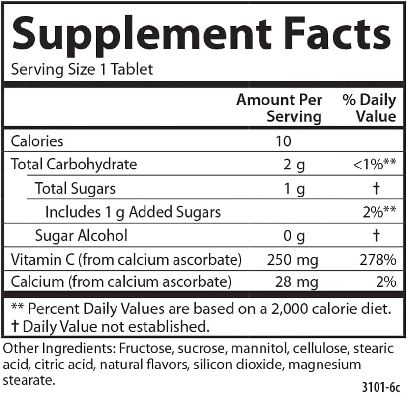 Carlson Kid's Chewable Vitamin C Tablets - 250mg, 1g Sugar, Immune Support, Antioxidant, Tangerine Flavor, 120 Count