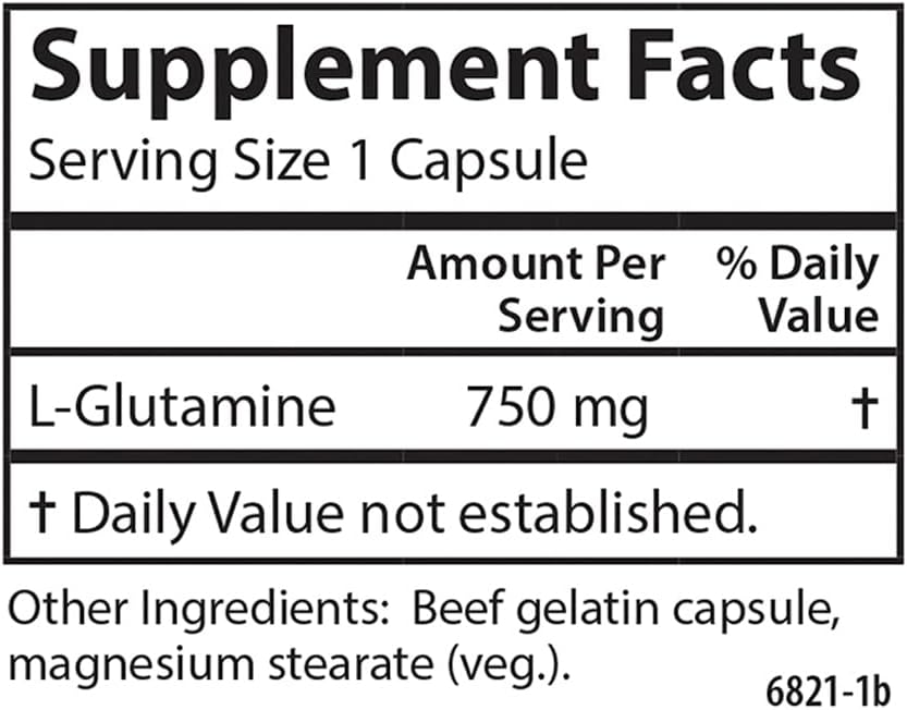 Carlson L-Glutamine 750mg Free-Form Amino Acid Capsules for Muscle Tissue Production - 90 Count