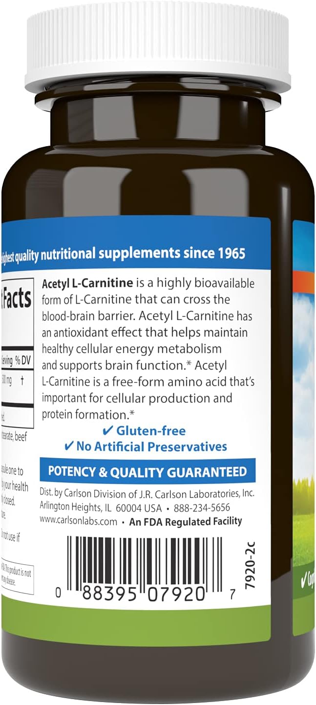Carlson Labs Acetyl L-Carnitine Capsules - 500mg, 60 Count Bottle