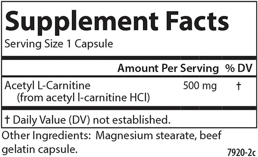 Carlson Labs Acetyl L-Carnitine Capsules - 500mg, 60 Count Bottle