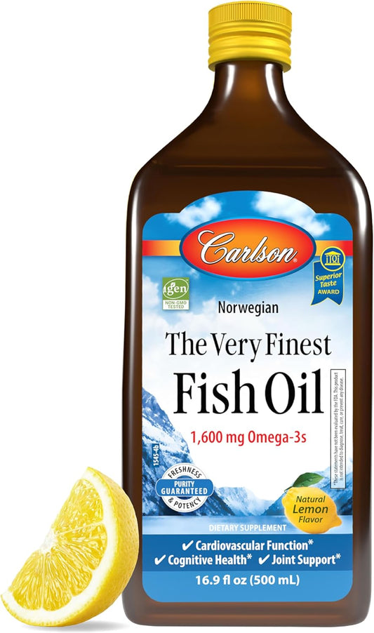 Carlson Labs Lemon-flavored Fish Oil Supplement, 16.9 oz Bottle