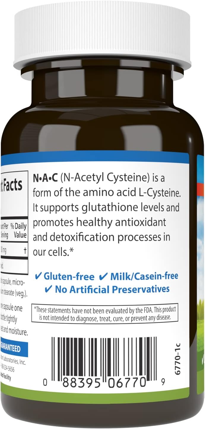 Carlson Labs NAC N-Acetyl Cysteine Supplement, 500mg, 60 Capsules - Supports Respiratory Health and Antioxidant Defense