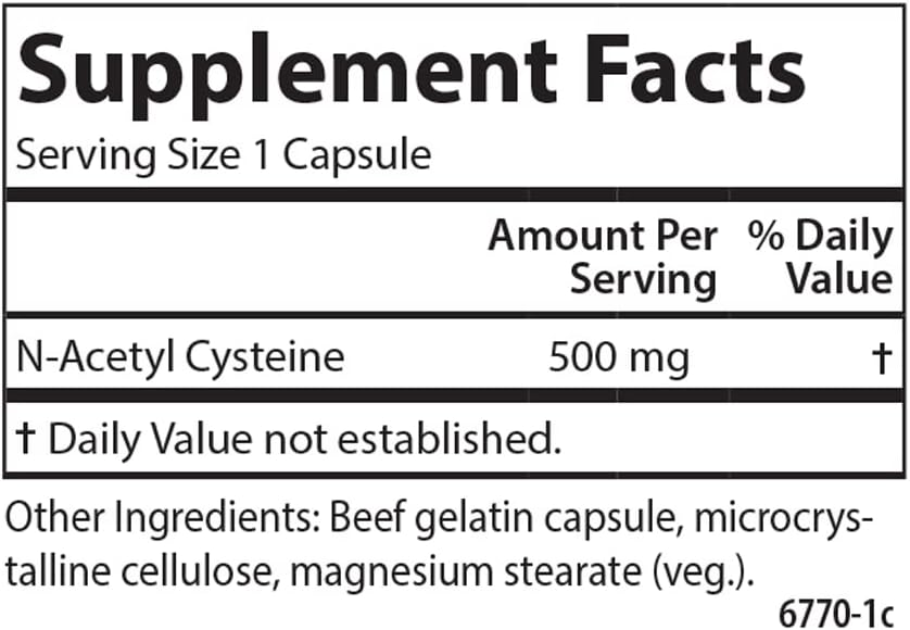 Carlson Labs NAC N-Acetyl Cysteine Supplement, 500mg, 60 Capsules - Supports Respiratory Health and Antioxidant Defense