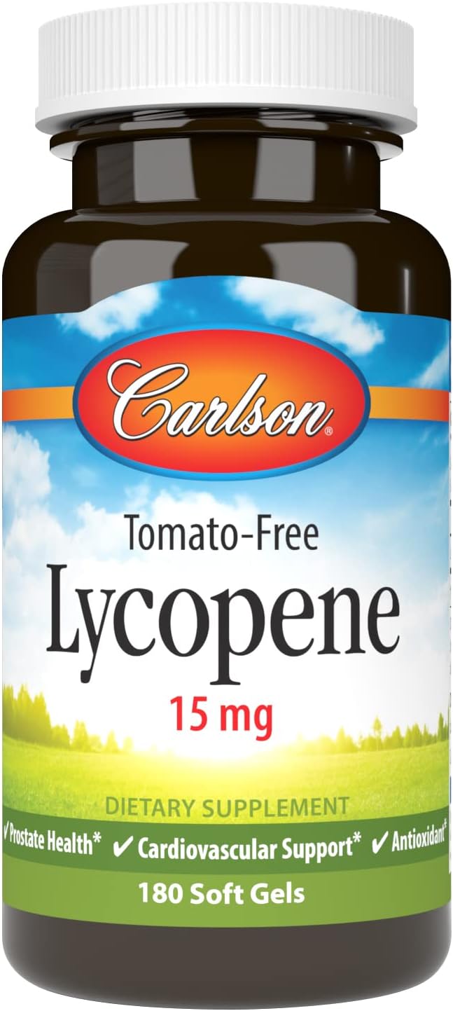 Carlson Lycopene 15mg Softgels for Prostate Health & Circulation Support, Tomato-Free Formula, 180 Count