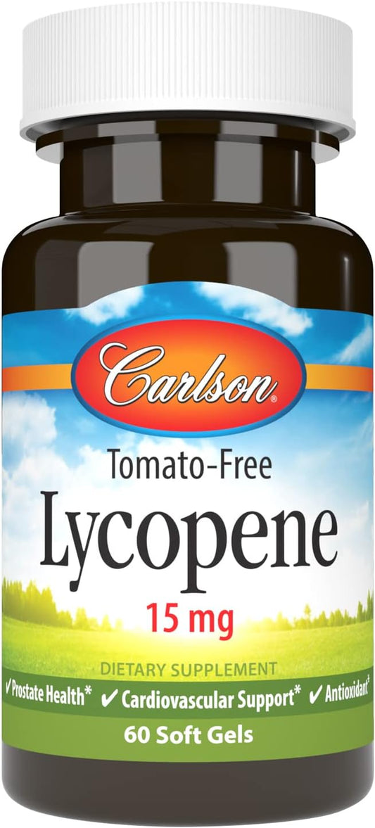 Carlson Lycopene Softgels 15mg Tomato-Free for Prostate Health & Circulation 60ct