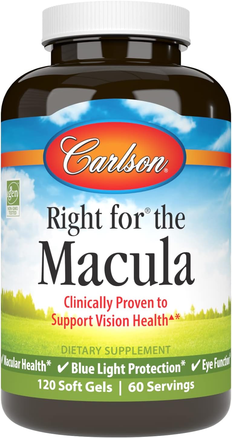 Carlson Macula Support Softgels - Clinically Proven Vision & Eye Health, Blue Light Protection - 120 Count