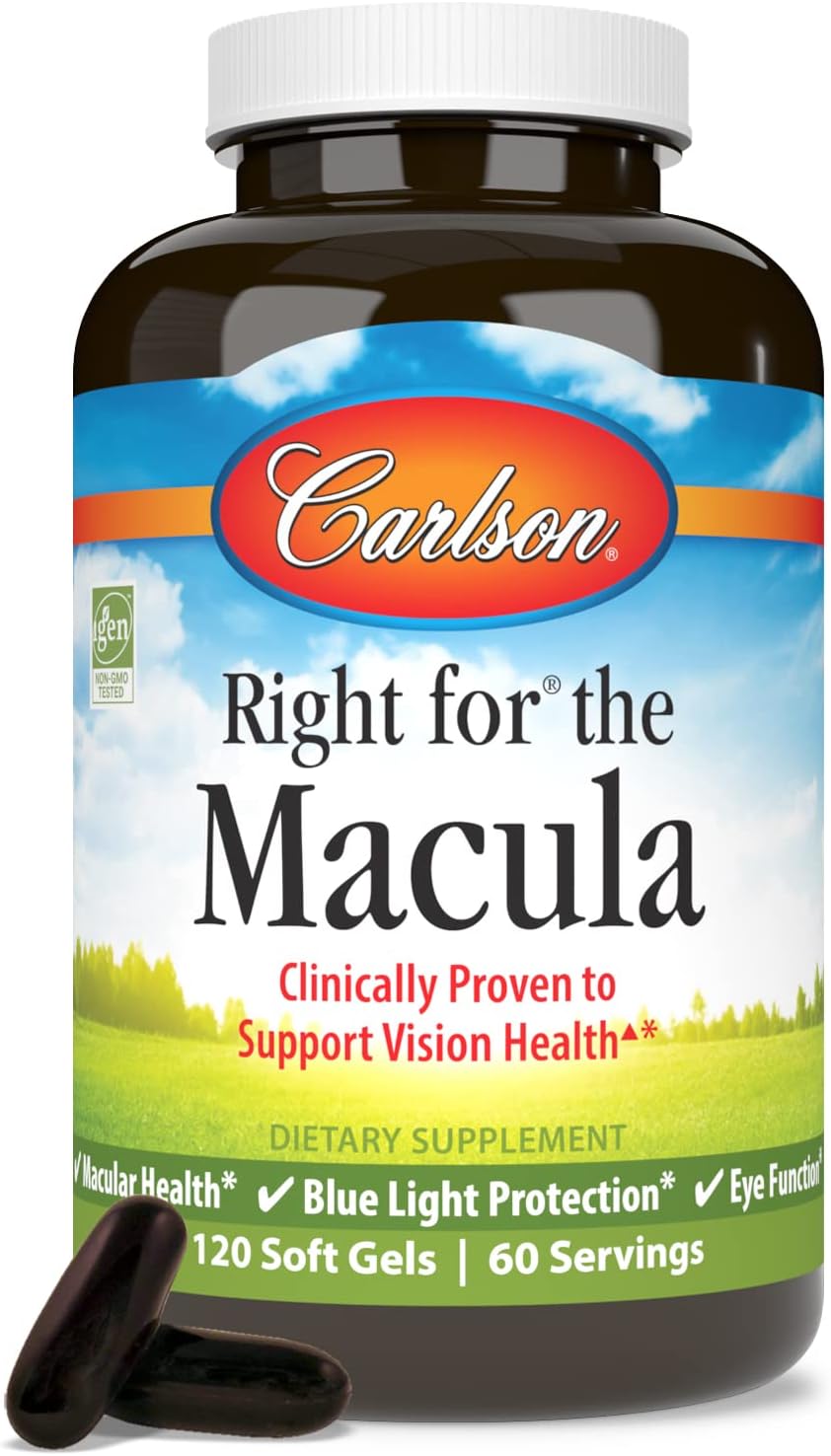 Carlson Macula Support Softgels - Clinically Proven Vision & Eye Health, Blue Light Protection - 120 Count