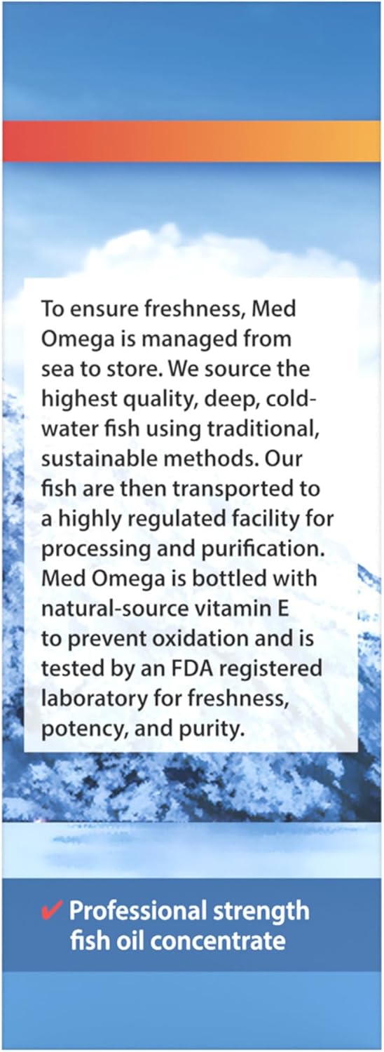 Carlson Med Omega 2,700 mg Norwegian Fish Oil Supplement for Heart, Brain, and Vision Support - Lemon-Lime Flavor - 100 mL