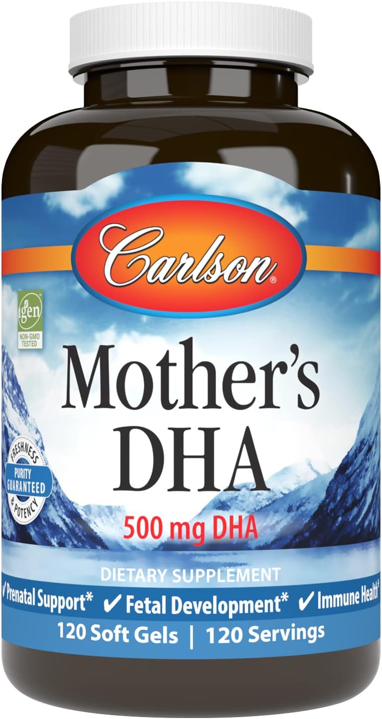 Carlson Mother's DHA Softgels - 500mg DHA for Prenatal Support, Fetal Development, and Immune Health - 120 Count