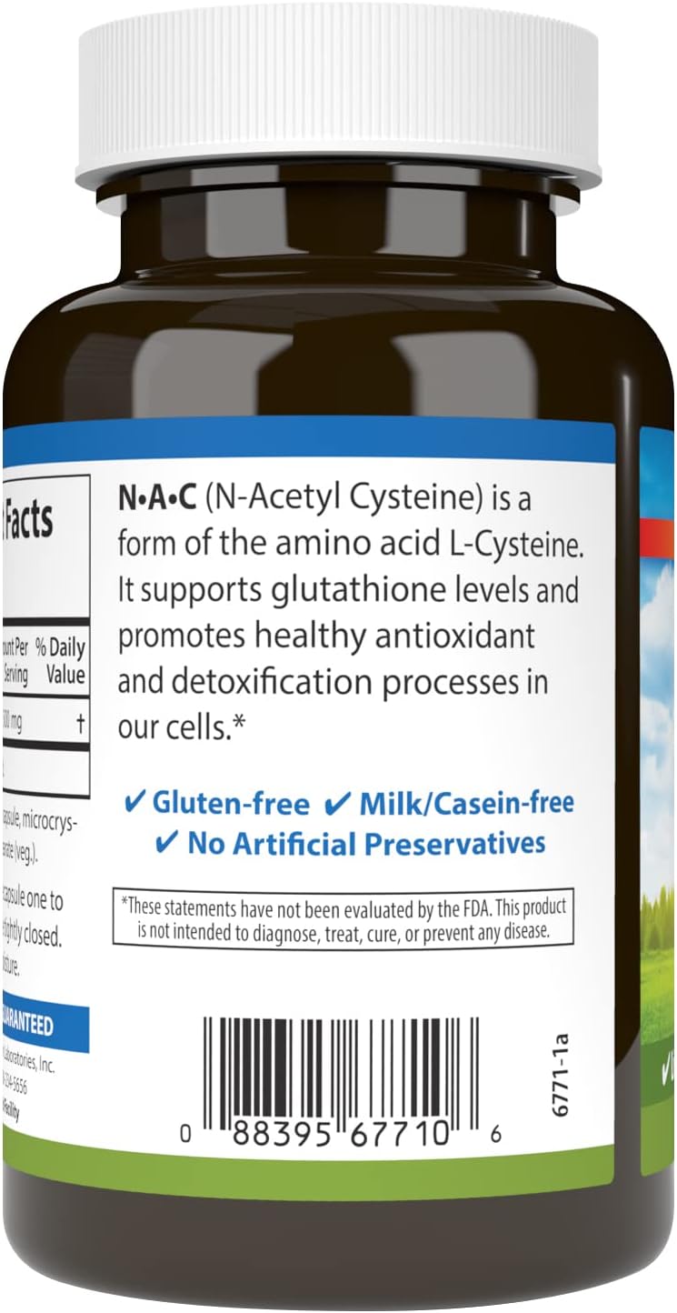 Carlson N-Acetyl Cysteine 500mg Capsules - Supports Liver Health, Immune Function, and Antioxidant Protection - 120 Vegetarian Capsules