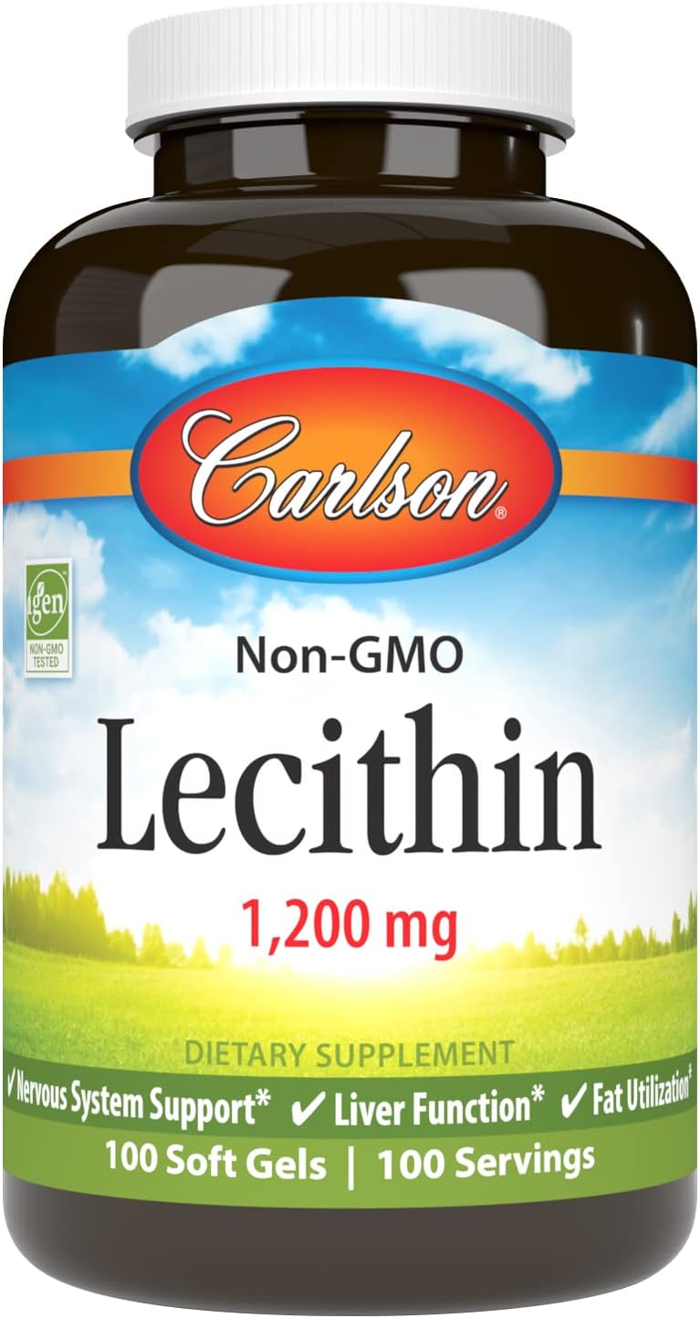 Carlson Non-GMO Lecithin Softgels - 1200 mg for Nervous System & Liver Support